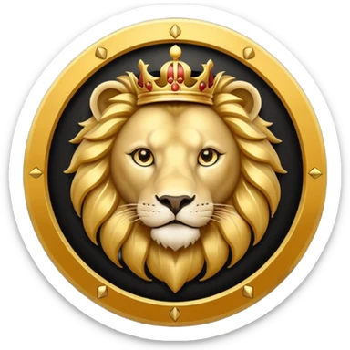 Make a round icon for a paid subscription, black and gold, with the number 4 and a lion. sticker