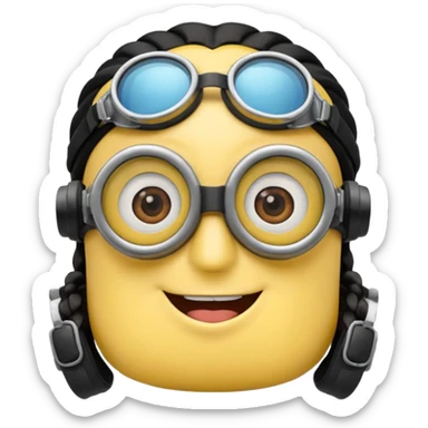 Minion emoji with a round head like normal emojis and a smurk like this emoji but a minion so basically that emoji with the goggles and the hair and not a funny head shape 😏 it should look like an actual minion not a human with minion hair  sticker