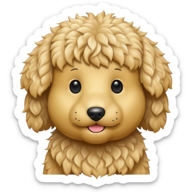 Can you make me an emoji of a white mini golden-doodle no brown in his fur that looks more like a poodle with black eyes? sticker