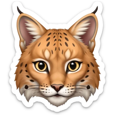 A high-resolution photo-realistic digital illustration of a young lynx, chest upward A high-resolution, photo-realistic digital illustration of a majestic young Eurasian lynx, shown from the shoulder upwards with lynx markings sticker