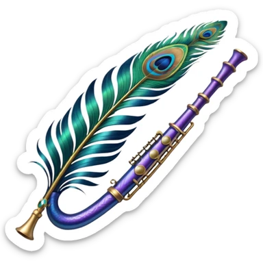 Peacock feather flute sticker