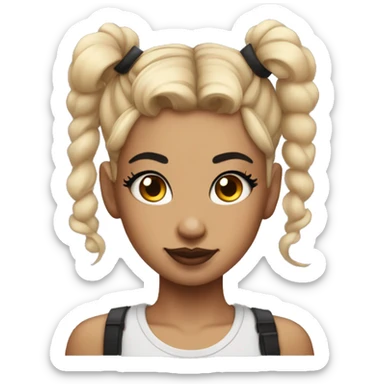 Tattooed girl with space buns and side bang sticker