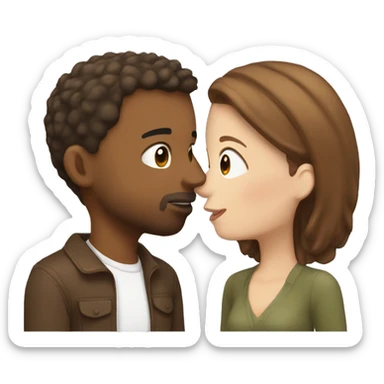 white guy with brown short hair kissing her white girlfriend with log brown hair sticker