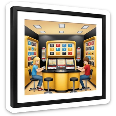 Birdseye view of large study space with students working separately add students add a jukebox sticker