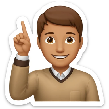 Draw a picture of a person pointing to themselves with their other hand raised. sticker