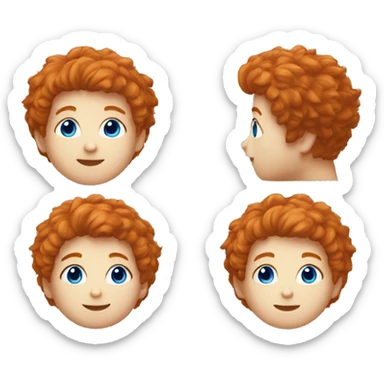 boy Redhead with fluffy short haire with blue eyes one person face emoji sticker