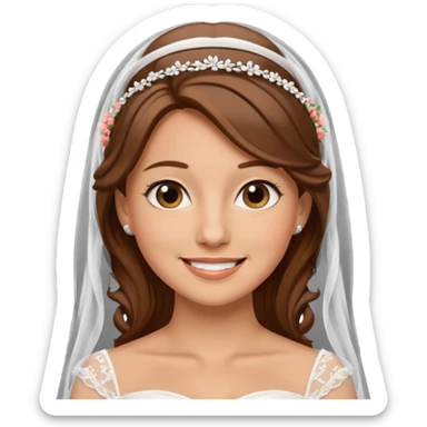 White tanned skin bride with brown hair with a chin on her face sticker