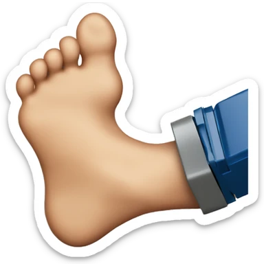 a bare foot above a lego brick sticker