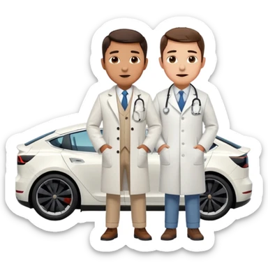 White tesla model 3 with a physician next to it sticker