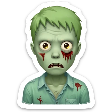 a super cute zombie green with shirt, look sad but not danger

 sticker