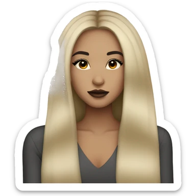 pretty light skinned girl with lashes and brown lip liner black long straight hair  sticker