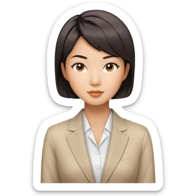 Professional Asian woman model with chic short hairstyle sticker