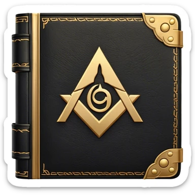 A black and gold book with an aged leather texture, embossed with an alchemical symbol, a compass, or a forging hammer, exuding wisdom, mastery, and the relentless pursuit of greatness. - book on mastery  sticker