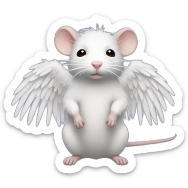 rat with white feather angel wings  sticker