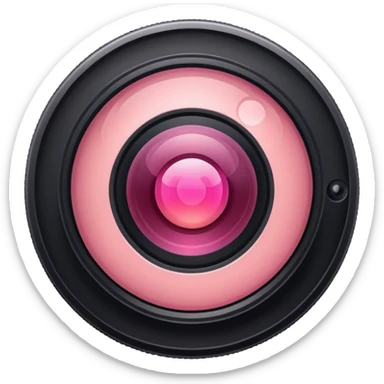 A round camera lens, apple emoji style, minimalist, with highlights, pink, only lens, variant 5 sticker