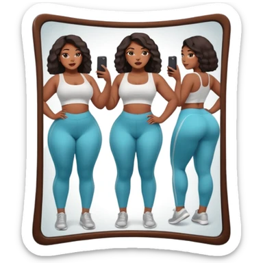 a slim thick baddie black girl taking a picture in the mirror with a really big butt sticker