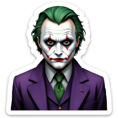 Thriller movie icon: A close-up collage with eerie, dramatic elements. Include the Joker, Hannibal Lecter, and a dark, moody Gotham City skyline in the background. The characters should look intense and shadowed, creating a tense atmosphere. Transparent background. sticker