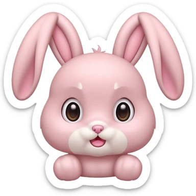 Pastel pink bunny, kawaii fluffy ears and body pretending to be shocked  sticker
