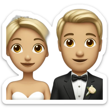 Tan Woman with dark brown hair and man with blonde hair getting married sticker
