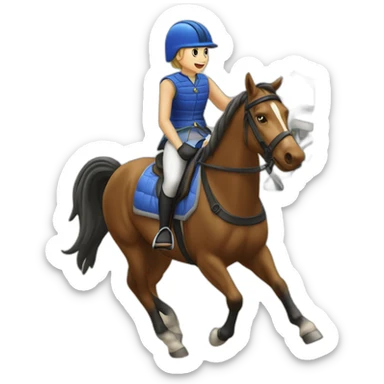 Cheval sui saute un obstacle avec sa cavaliére sticker