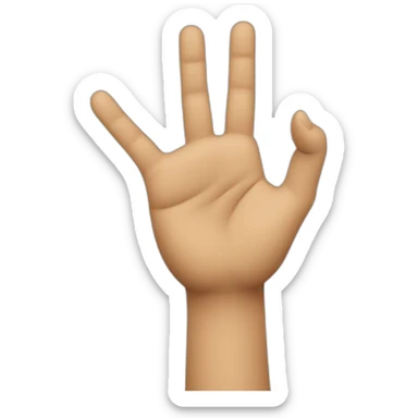 The hand is raised, with both index finger and middle finger extended upwards; the last two digits are curled downwards against the palm. The thumb is shown slightly curled or raised. sticker