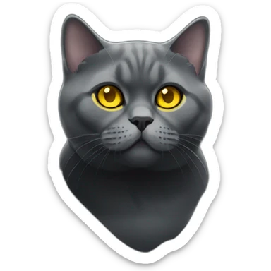 british shorthair cat in black smoke with yellow eyes sticker