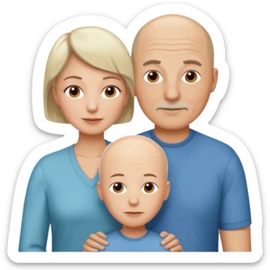 Parents, the dad is bald and the mom has short hair, both white and middle aged sticker