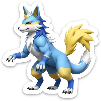 WereGarurumon-Zeraora-Renamon-Zangoose-fusion-hybrid-creature (full body sticker