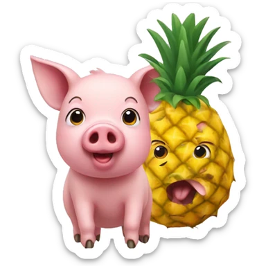 Pig with a pineapple sticker