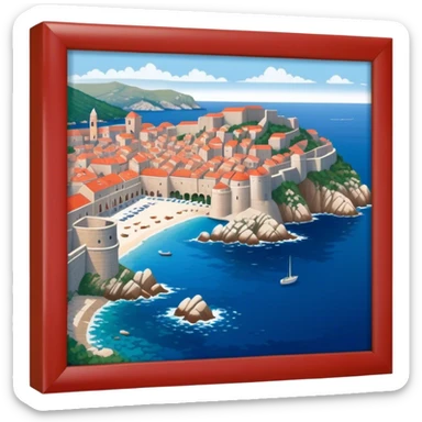 Dubrovnik – Cinematic Realistic Dubrovnik, depicted as a stunning coastal city with red-tiled roofs and ancient stone walls, set against the deep blue Adriatic Sea under warm Mediterranean light, rendered with rich textures that capture its enchanting beauty. sticker