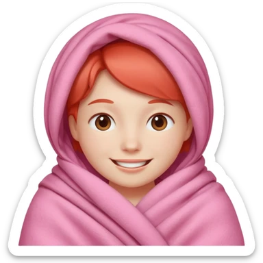 happy smile red cheeks in pink blanket sticker