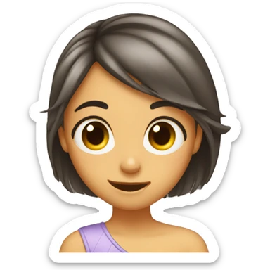 Girl tucks hair behind the ear with her tongue sticking out sticker