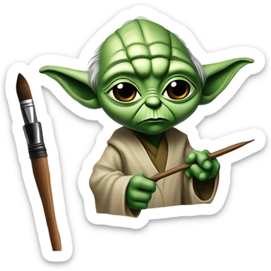 Master Yoda draws picture of Master Yoda sticker