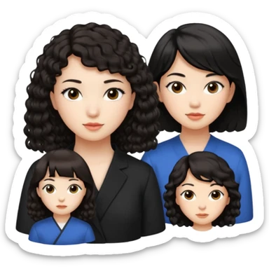brunette short curly hair white girl, black long hair asian girl side part, black medium length hair with sideswept pangs sticker
