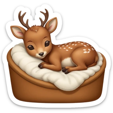 Baby Deer Sleeping in Bed sticker