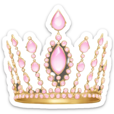 Gold tiara with light pink jewels sticker