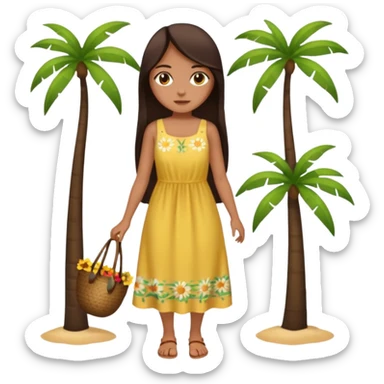 Can you make a girl with dark brown eyes with dark brown hair straight long hair with fully body  sticker