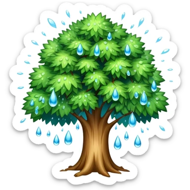 a tree exploding with water droplets bursting outward instead of fire or smoke sticker