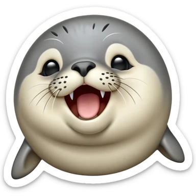 cinematic-cute-realistic yawning-harbour-seal-portrait-emoji,-head-tilted-slightly-with-a-dramatic,-wide-open-yawn,-showcasing-a-smooth,-rounded-body-with-gently-drooping-features-and-sleepy,-half-closed-eyes,-simplified-yet-irresistibly-adorable sticker