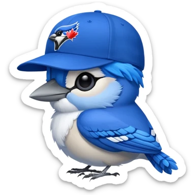 bluejay sleeping, wearing toronto blue jays baseball hat,  sticker