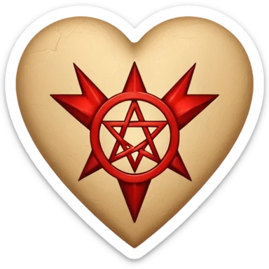 beige heart satanic sticker