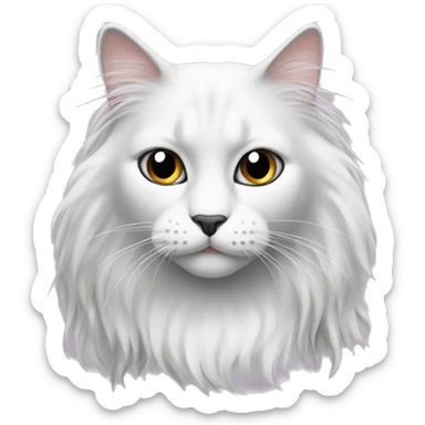 black and white long hair cat with black spot on nose sticker