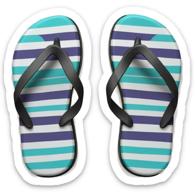 Realistic pair of striped summer flip flops isolated. sticker