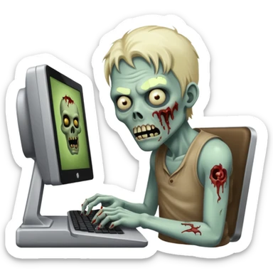 Zombie che gioca al computer  sticker