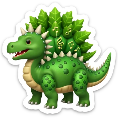 cartoon stegosaurus with music notes sticker
