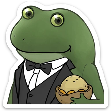 A frog and a potato getting married sticker