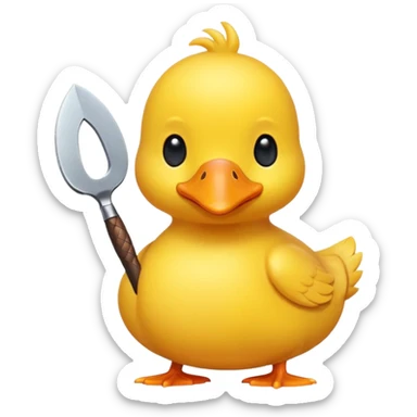 CREA UN PATO AMARILLO KAWAII SOSTENIENDO UN CUCHILLO sticker