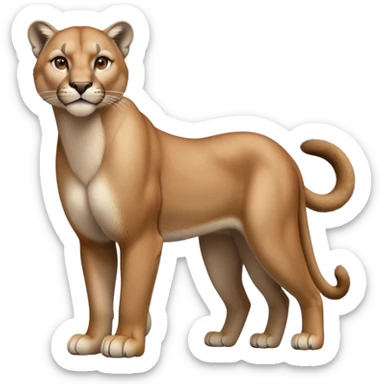 cinematic-[mountain lion]-realistic-full-body-standing-emoji,-muscular-frame-poised-with-grace,-tail-curved-slightly,-head-tilted-dramatically,-sleek-[tan]-fur-(or-majestic-mane-for-lions),-simplified-yet-realistic-focused-features,-highly-detailed,-glowing-with-an-almost-sarcastic-glow sticker