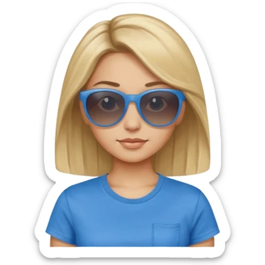 darkest blonde with highlights in blue cute t-shirt and sunglasses  sticker