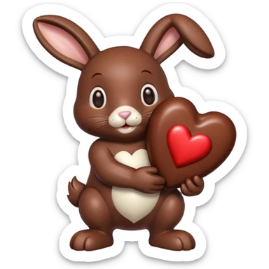 chocolate bunny with chocolate heart sticker